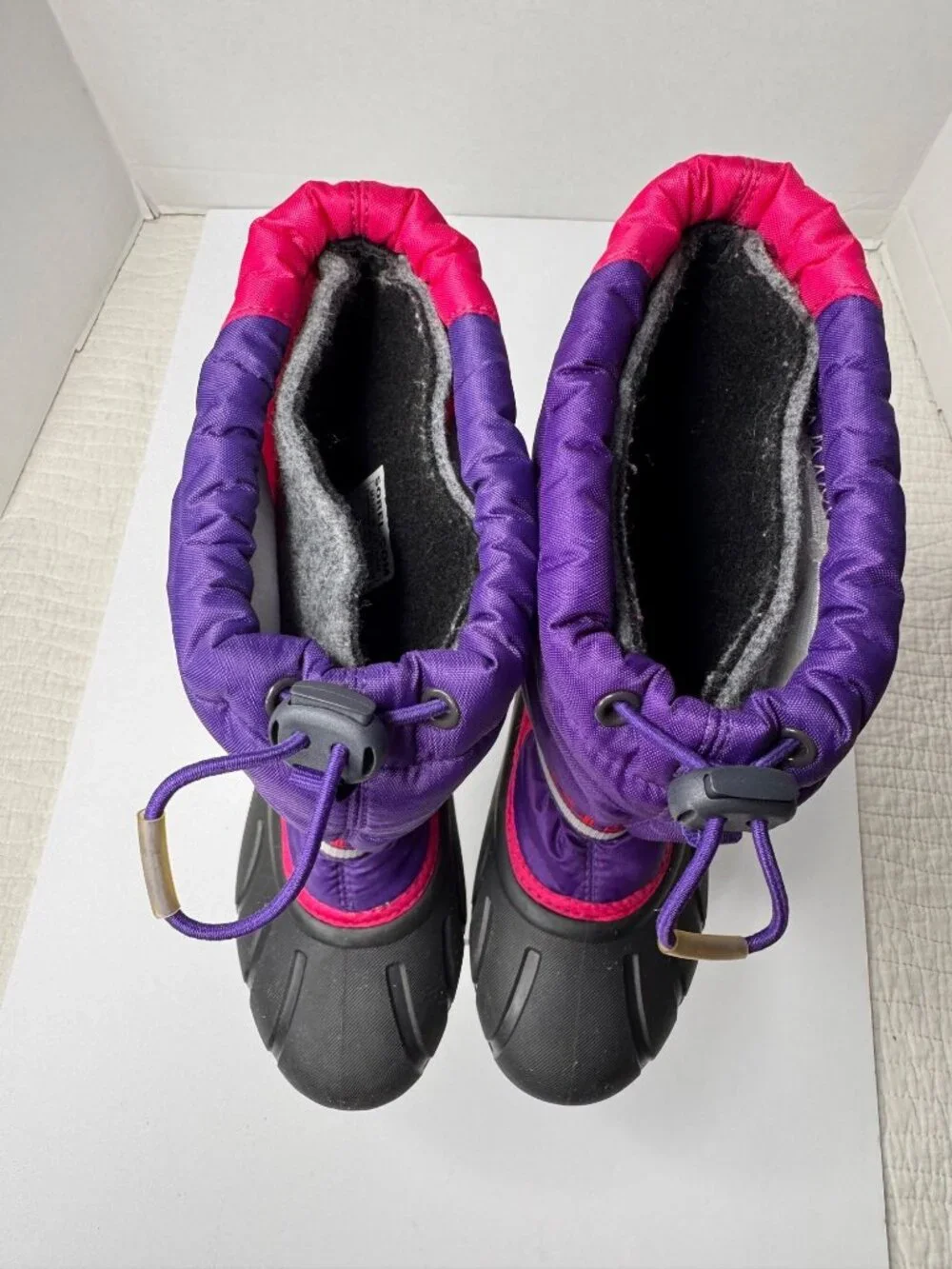 Sorel Flurry Youth Girls SZ 3 Purple Pink Lined Snow Winter Sledding Boots